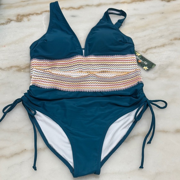 Swimsuit in Teal and Multicolor - Picture 1 of 7